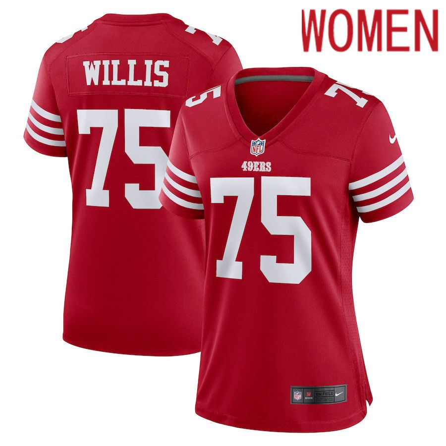 Women San Francisco 49ers 75 Jordan Willis Nike Scarlet Team Game Player NFL Jersey